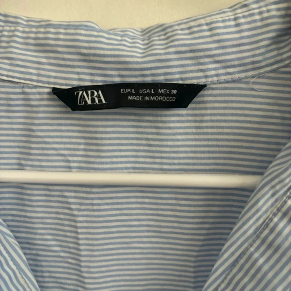ZARA Shirt Dress Mini beach Striped Button Down 
Coastal resort wear Nautical L - Picture 4 of 7